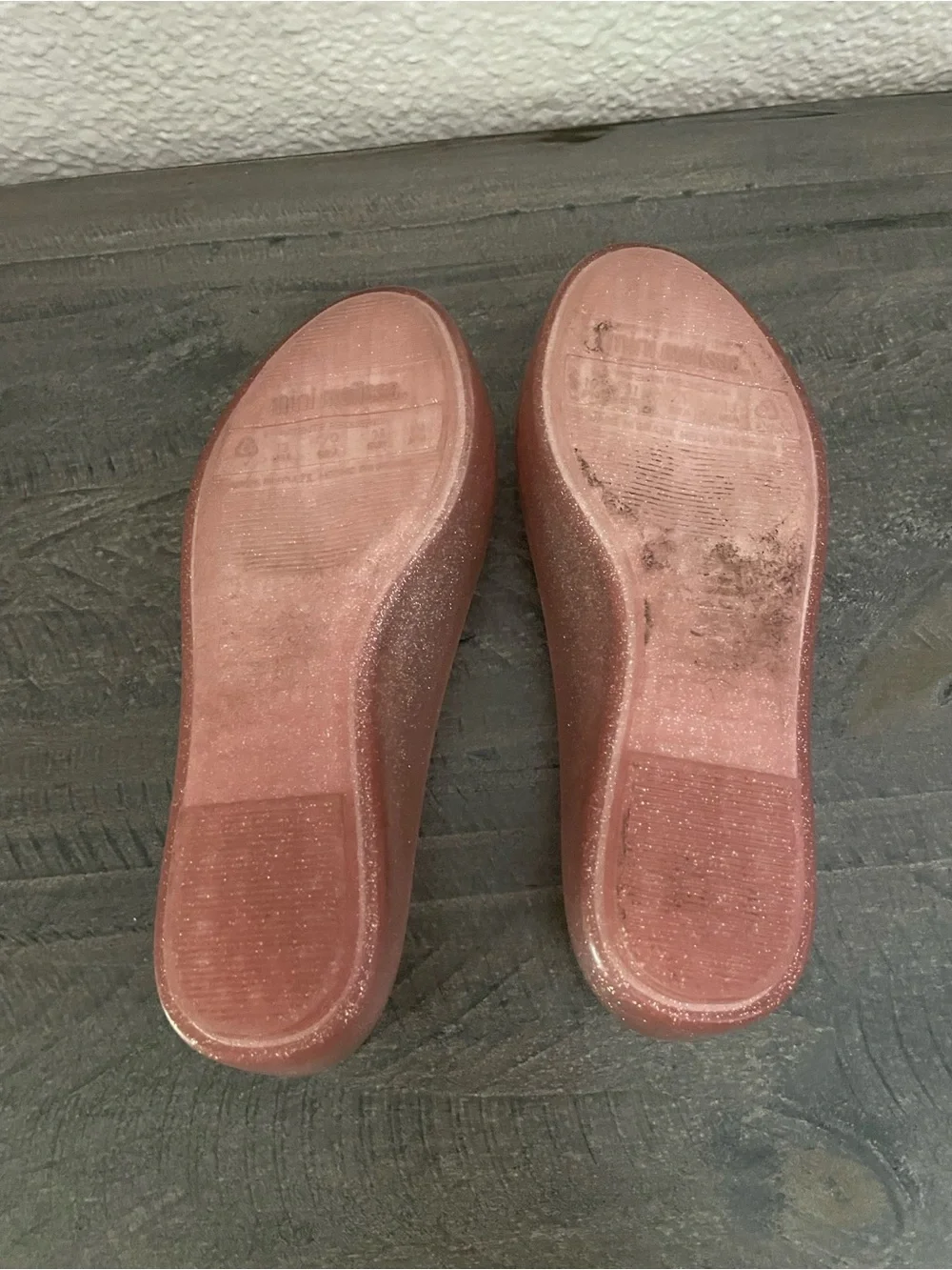 Mini Melissa Pink Glitter Butterfly Jelly Flats